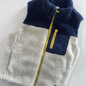 GAP Navy Sherpa Vest with Yellow Zipper